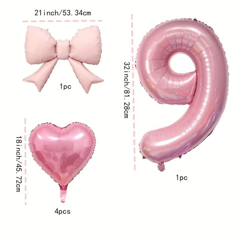 Globo Numérico Rosa con Lazo de Corazón 32" - Decoración para Cumpleaños, Bodas y Aniversarios