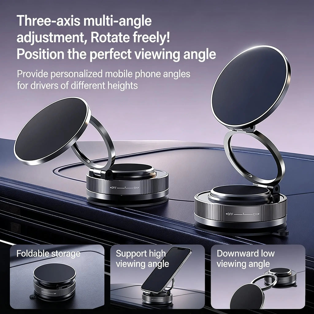 Soporte Magnético para Coche 360° - Plegable y Ajustable, con Ventosa para Coche/Espejo