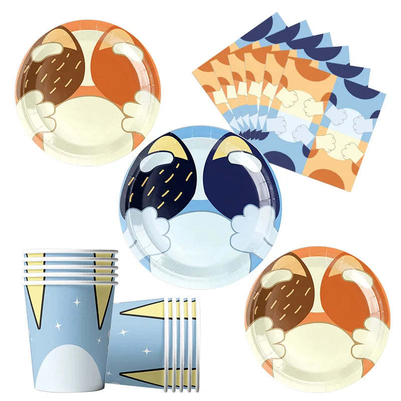 Kit Completo Decoración Cumpleaños Perritos - Platos, Vasos, Servilletas y Manteles Fiesta Infantil