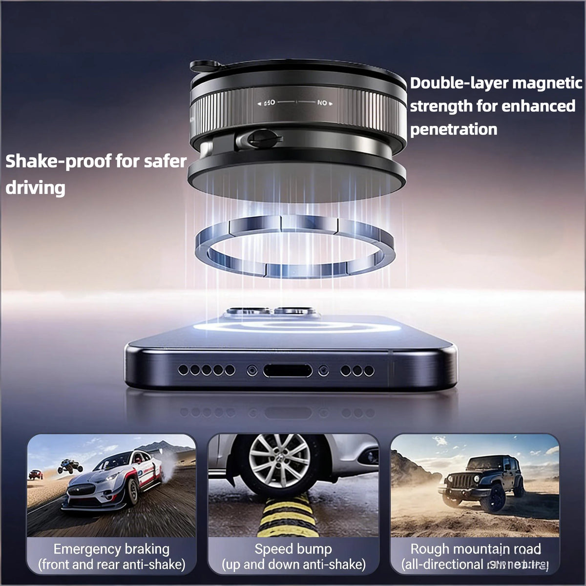 Soporte Magnético para Coche 360° - Plegable y Ajustable, con Ventosa para Coche/Espejo