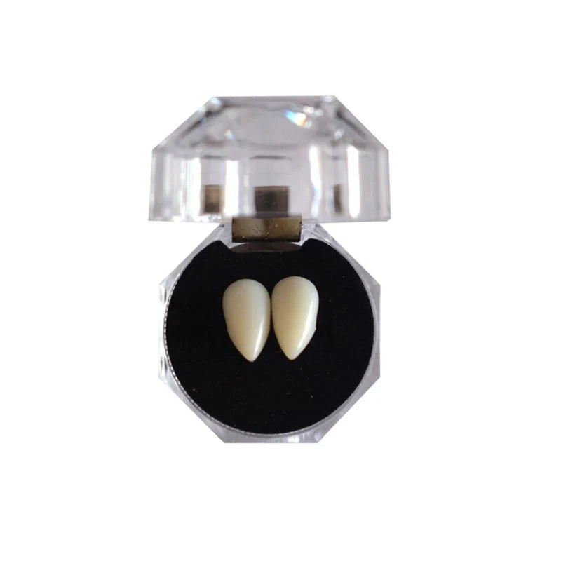 Dientes de Vampiro Postizos - Colmillos para Disfraz de Halloween con Adhesivo