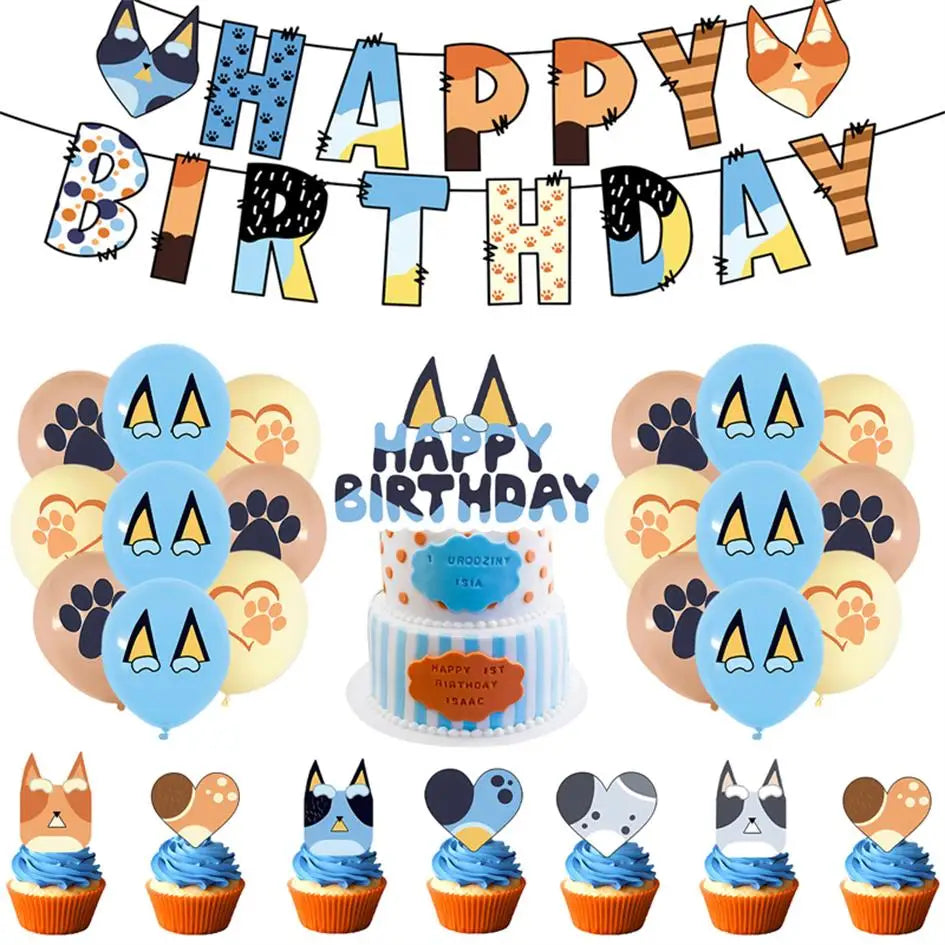 Kit Completo Decoración Cumpleaños Perritos - Platos, Vasos, Servilletas y Manteles Fiesta Infantil
